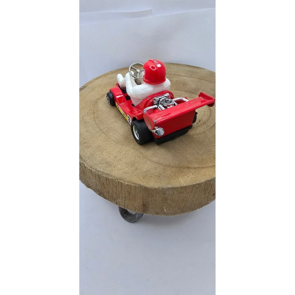 Vintage Red Diecast Go-Kart Toy Racer White Driver Pull Back Made in China